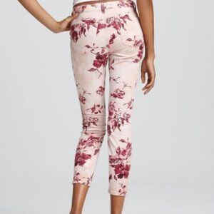 Floral Pink and White Skinny Capri Jeans
